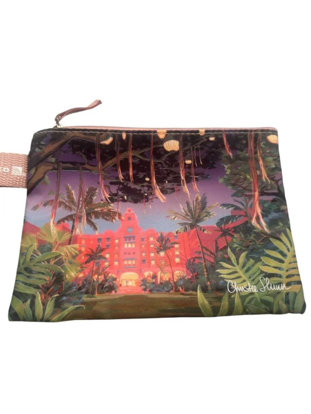 Christie Shinn United Airlines Royal Hawaiian Sunset Travel Pouch Tropical Zip